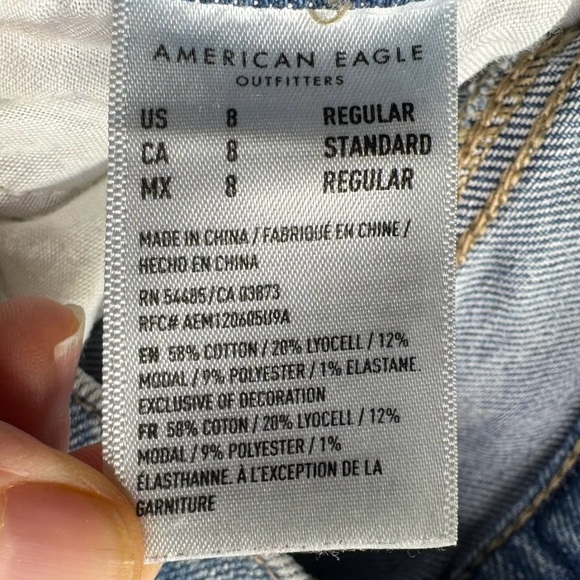 American Eagle Outfitters Women's High Rise Ripped Blue Jeans - Picture 4 of 8